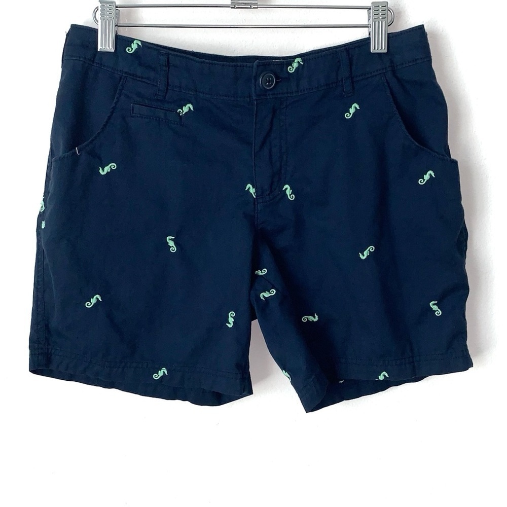 Columbia PFG Super Bonehead Shorts Womens 6 Blue Green Seahorse Print 6" inseam